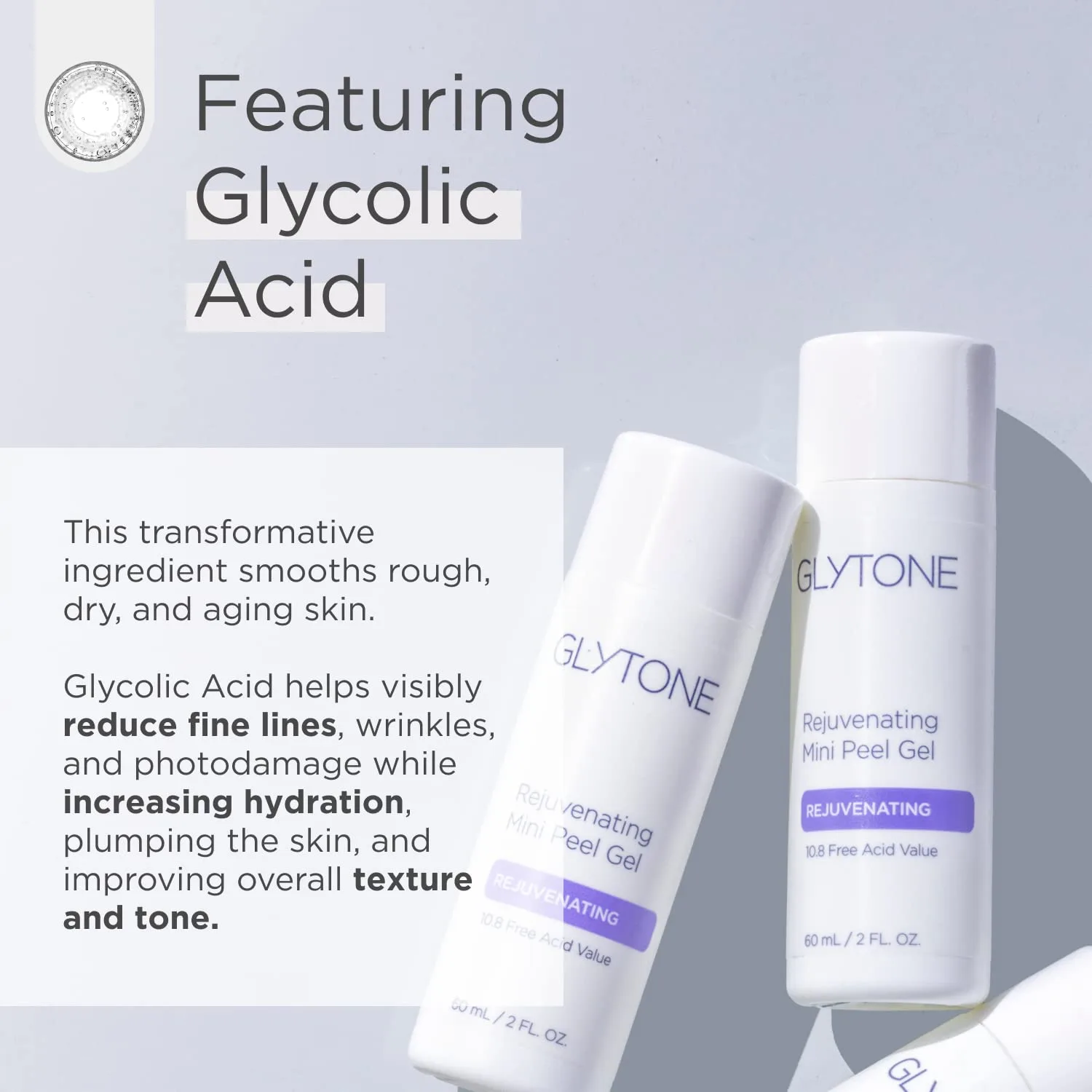 Скраб Glytone — Rejuvenating Mini Peel Gel, эксфолиант для лица с , % FAV гликолевой кислотой, -гель для, 59 мл — фото 3