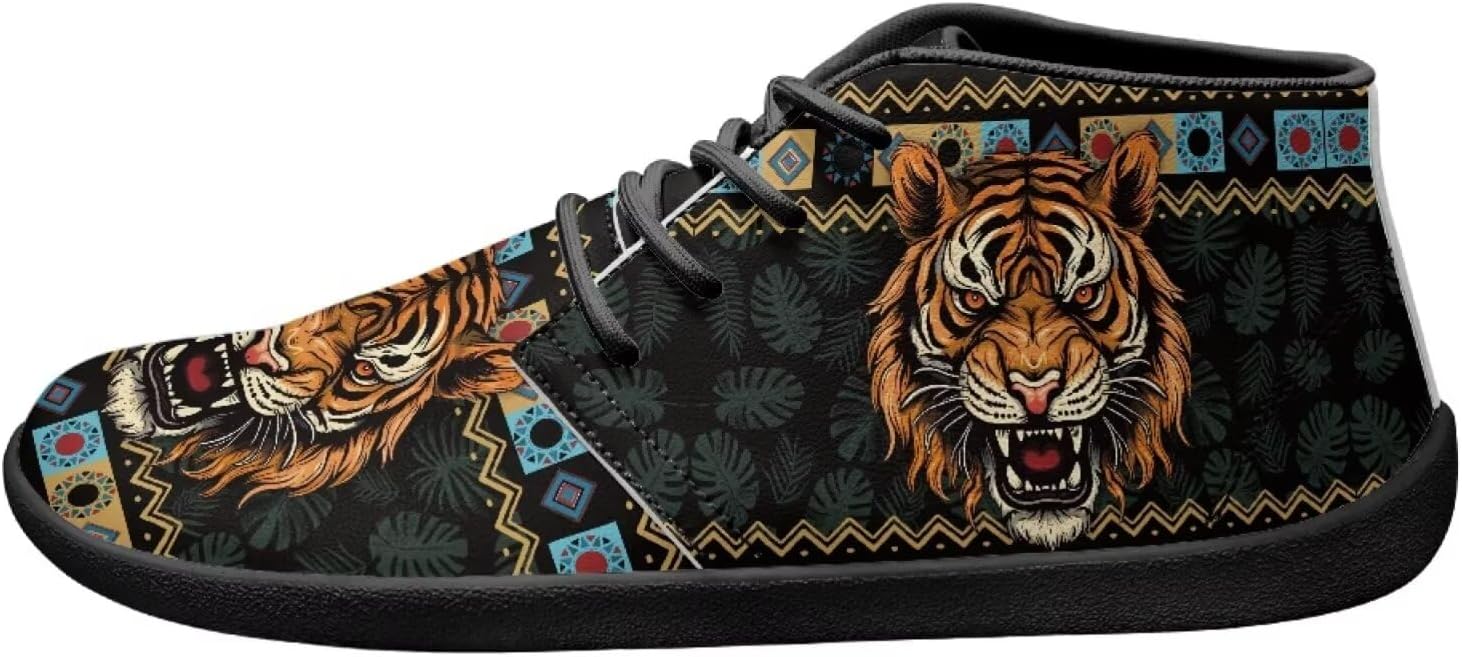 

Мужские кроссовки с широкой носочной частью, с животным принтом, стильные, с противоскользящей подошвой и нулевым перепадом, для ходьбы и бега Xixirimido, Aztec Tiger