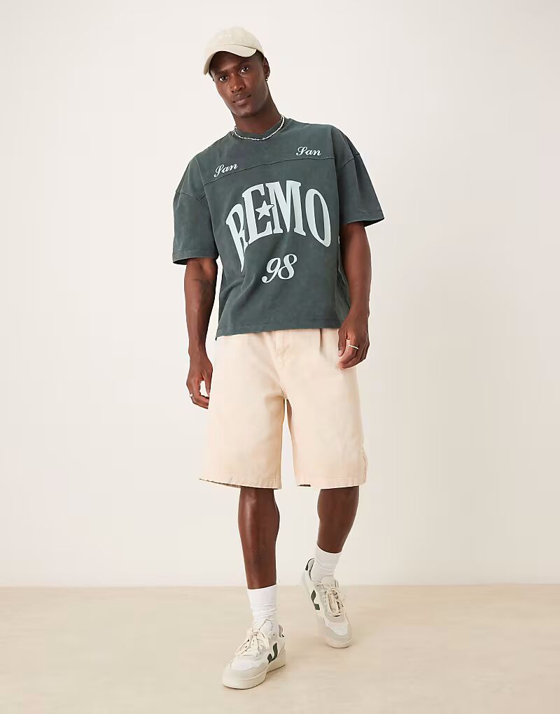 

Удлиненные джинсовые шорты ASOS DESIGN со складками оранжевого оттенка