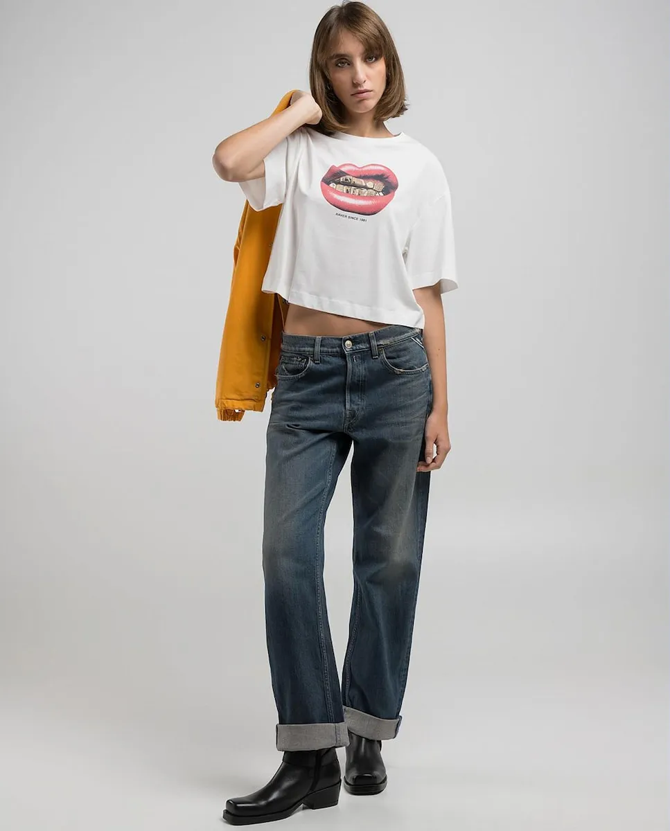 

Женская футболка с короткими рукавами и круглым вырезом Replay, белый