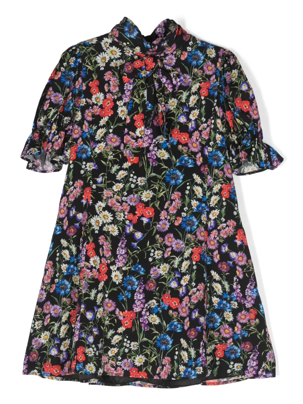 

Платье мини с цветочным принтом Dolce & Gabbana Kids, черный