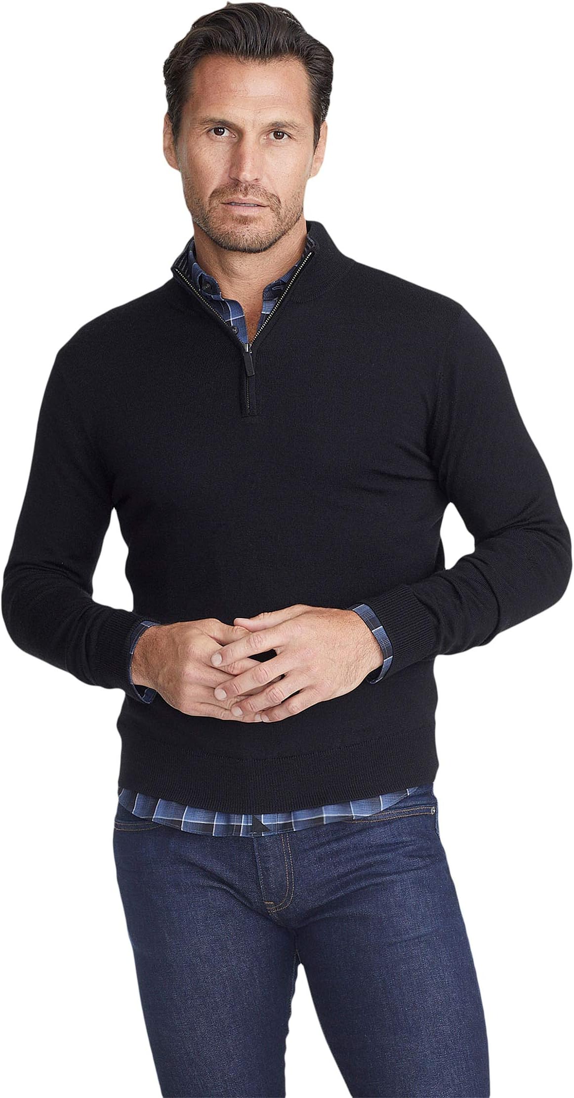 

Свитер UNTUCKit Men's Merino Wool 1/4 Zip, Black