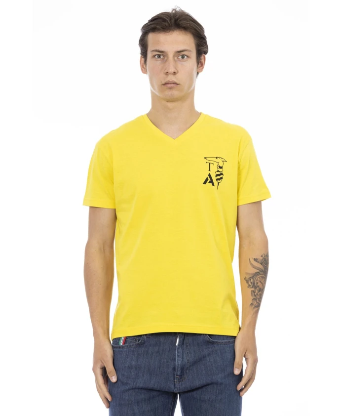 

Футболка с V-образным вырезом и принтом на груди Trussardi, желтый