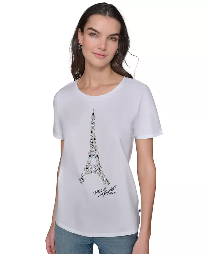 

Женская футболка с принтом Crewneck KARL LAGERFELD PARIS, белый