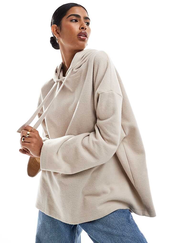 

ASOS Design – Очень мягкая толстовка оверсайз теплого кремового цвета, однотонная
