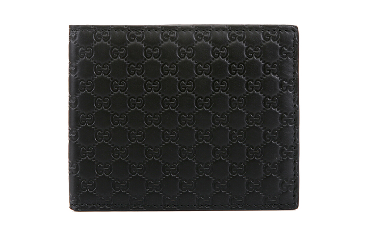 

Тиснёный бумажник из кожи быка, держатель для карт мужской чёрный GUCCI