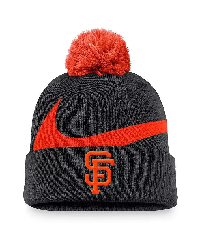 

Мужская черная вязаная шапка San Francisco Giants Swoosh Peak с манжетами и помпоном Nike