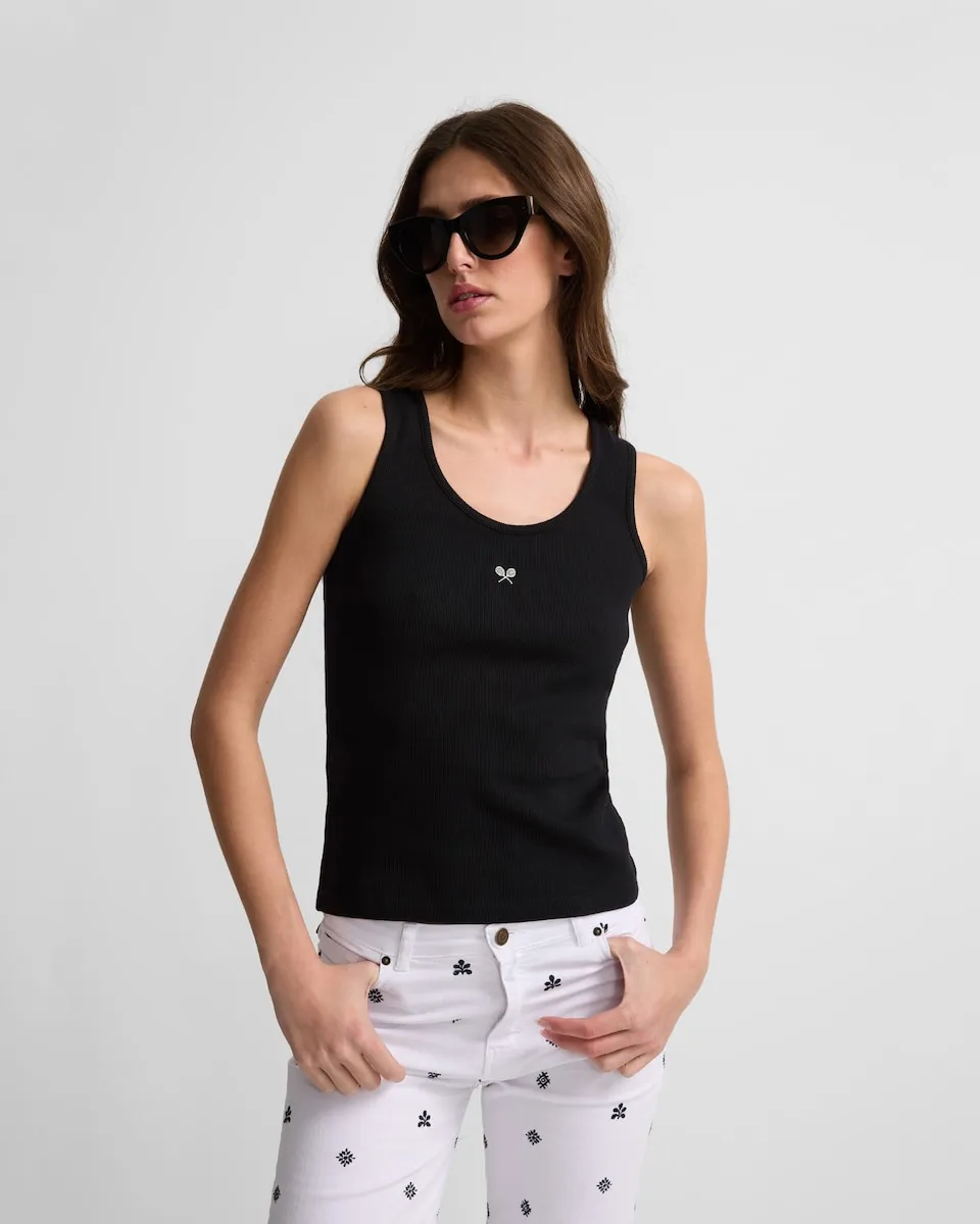 

Женская майка в рубчик Silbon, черный