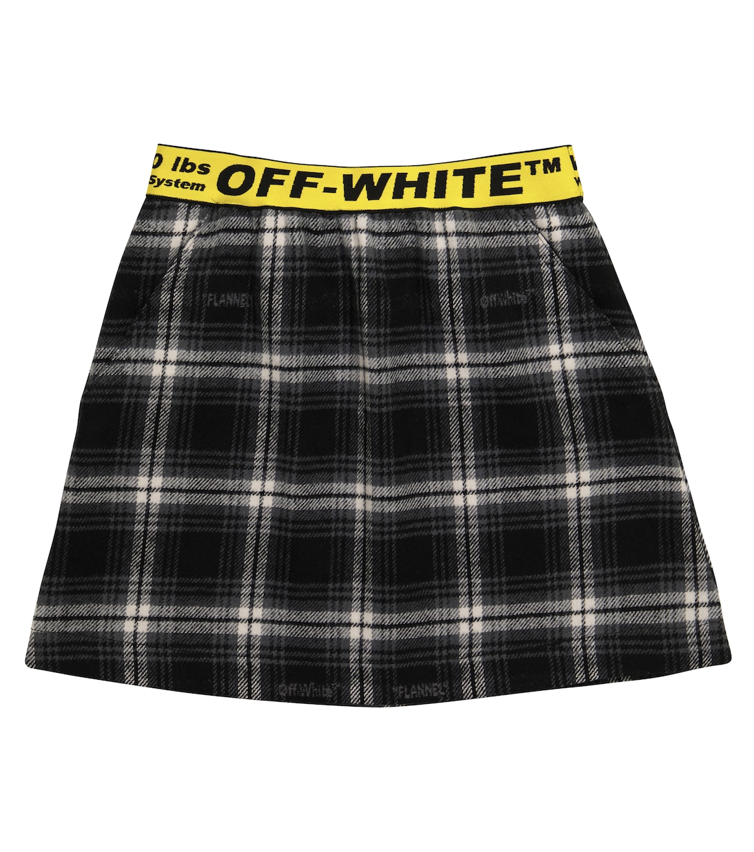 

Мини-юбка из хлопчатобумажной фланели в клетку Off-White Kids, Black Yellow