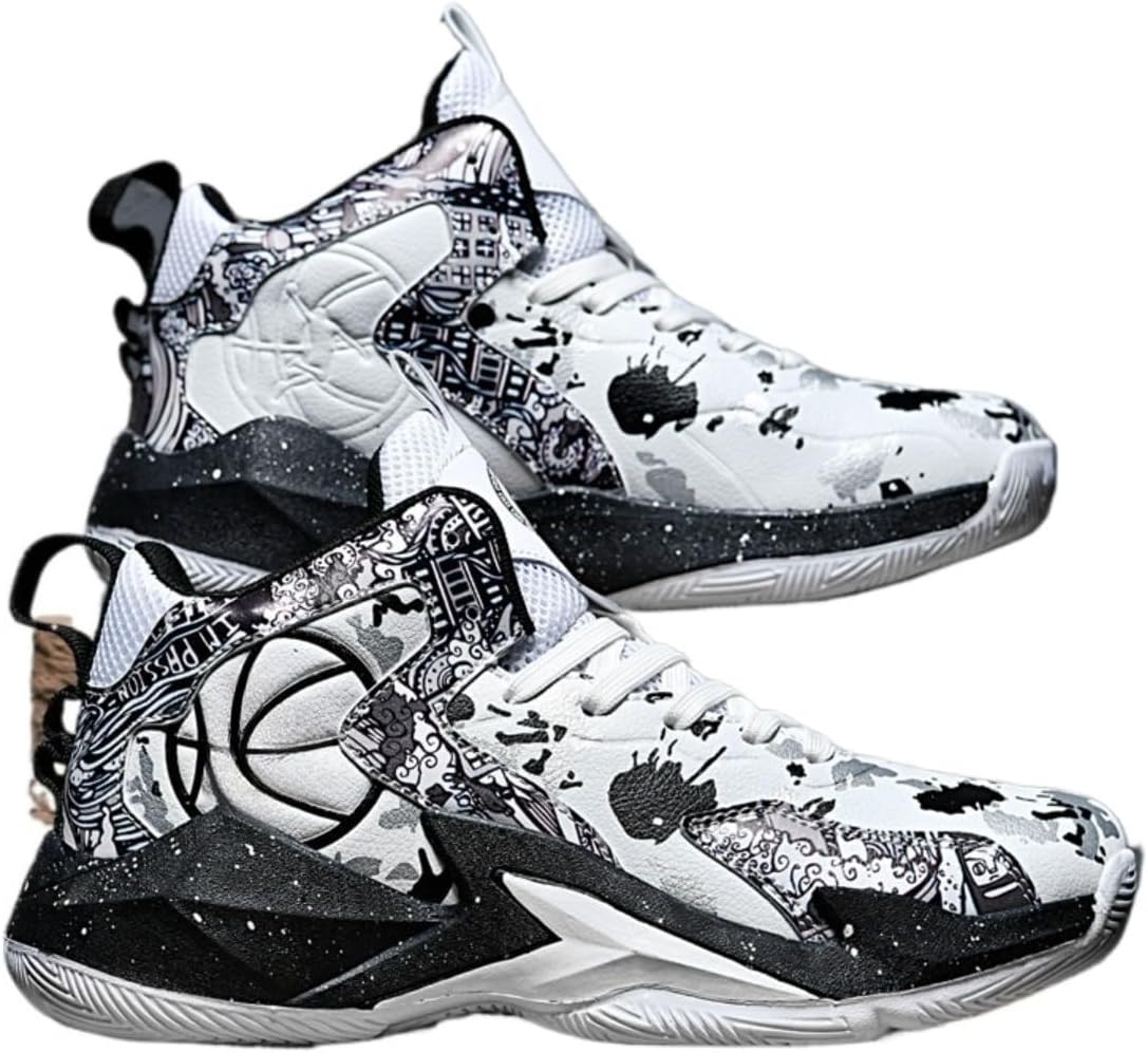 

Мужские высокие баскетбольные кроссовки Spedify - дышащие, с амортизацией, нескользящие унисекс кроссовки для фитнеса и уличного баскетбола, белый/черный