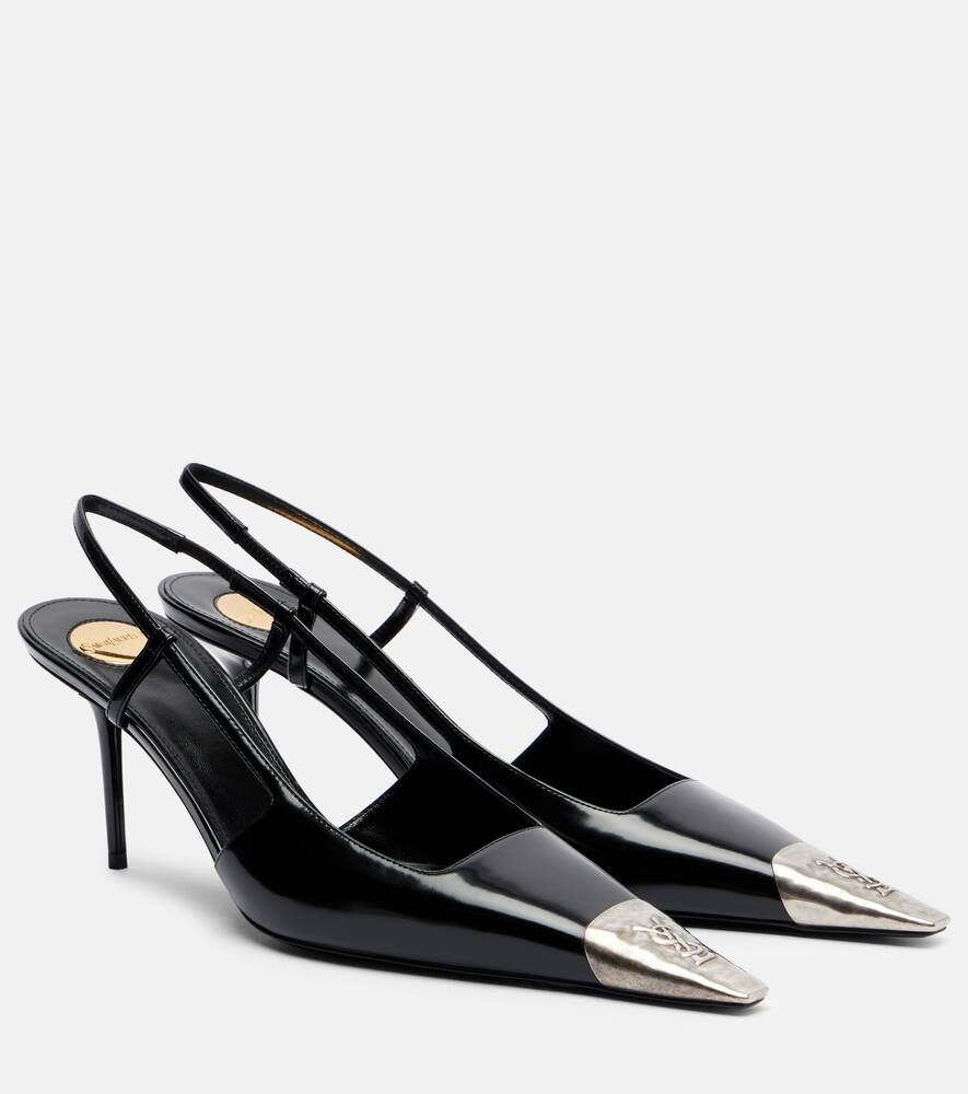 Туфли-лодочки Jeanne 75 на ремешке из кожи Saint Laurent, Noir