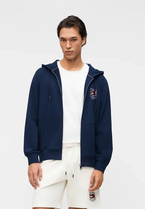 Толстовка на молнии Tommy Hilfiger Rwb box flag tr full zip americana capsule zip up sweatshirt, угольно-синий