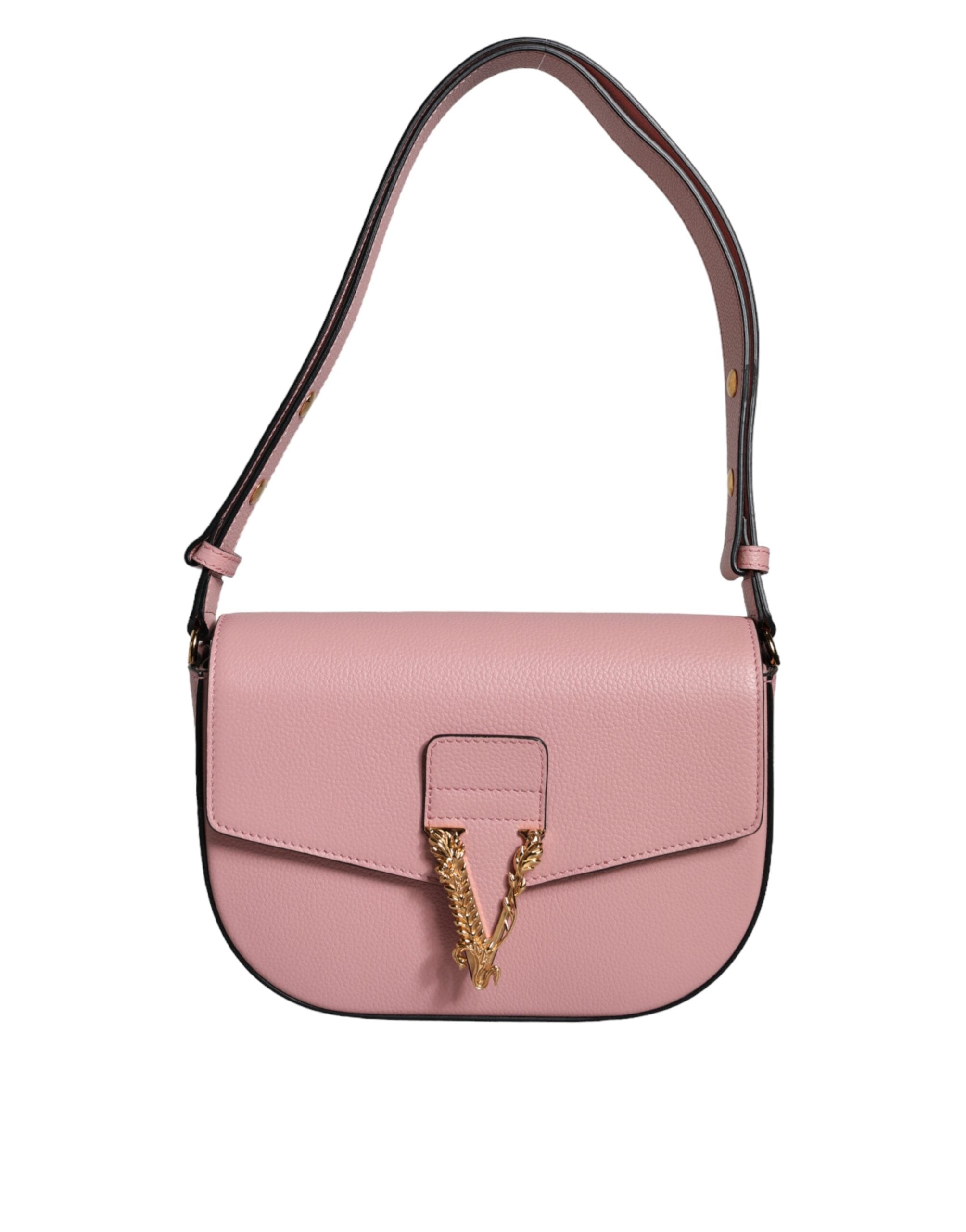 

Женская сумка через плечо Versace Grainy Calf Leather с логотипом, розовый
