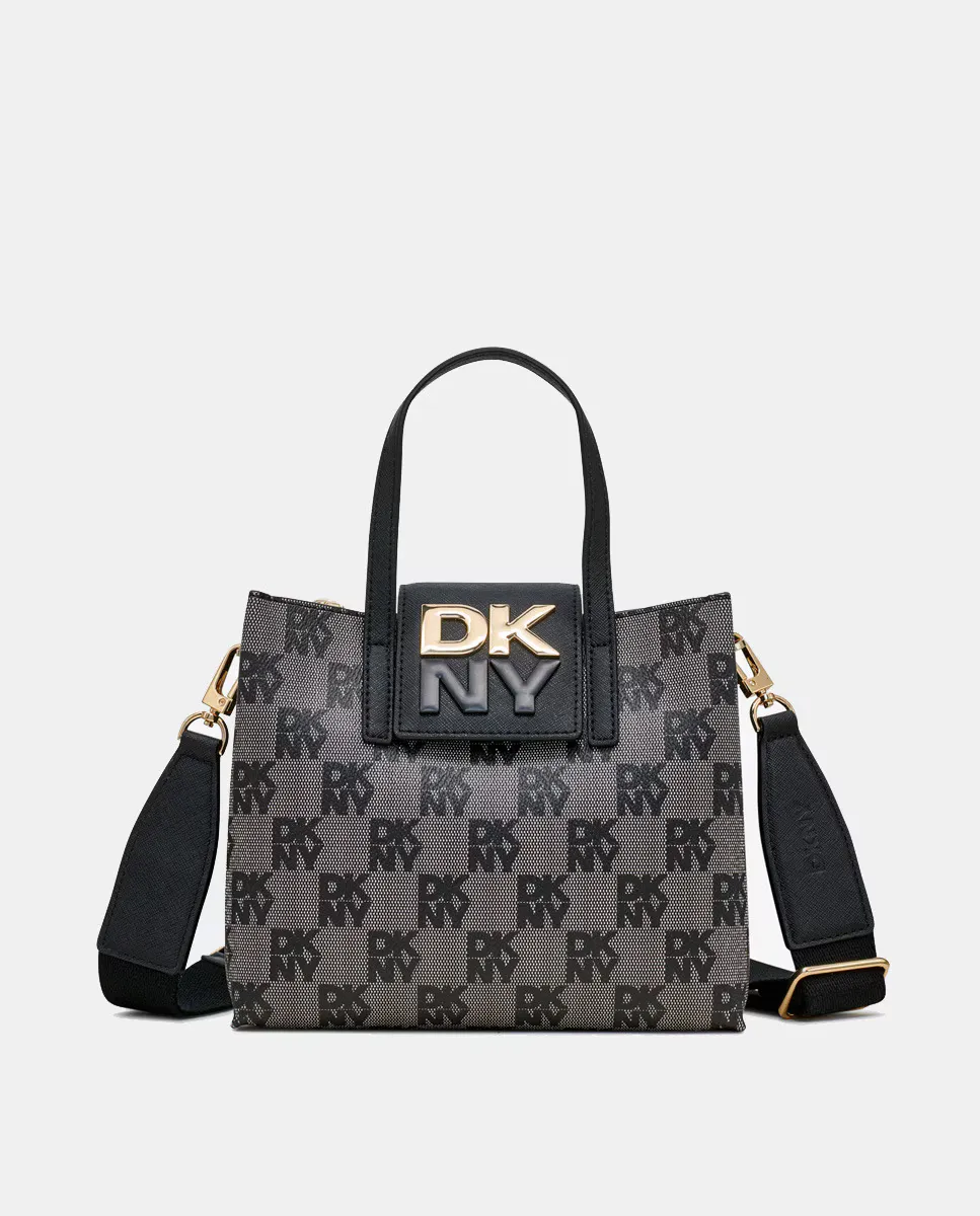 

Сумка DKNY FAYE с ручкой среднего размера и принтом логотипа бренда, черный