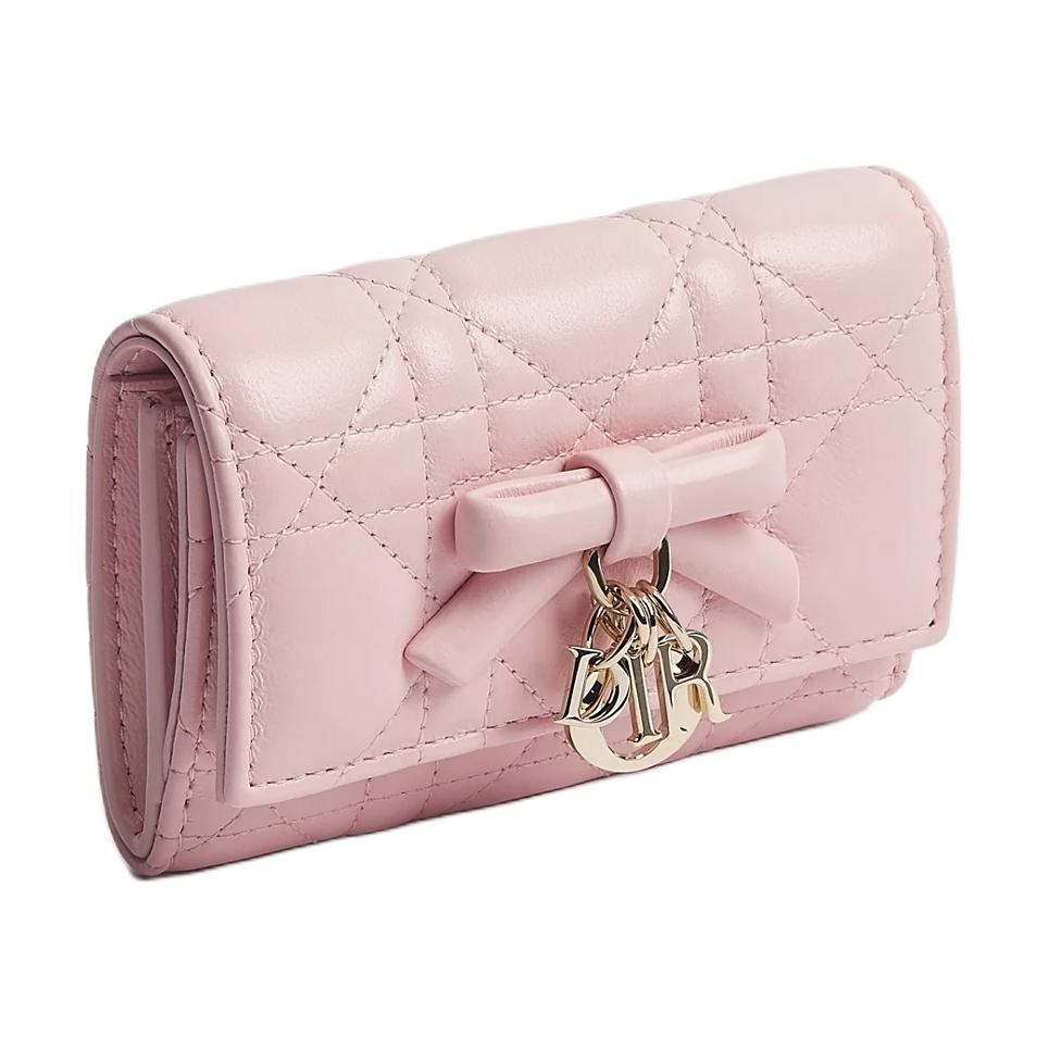 DIOR Кошелек из овчины женский светлый мягкий розовый — фото 2
