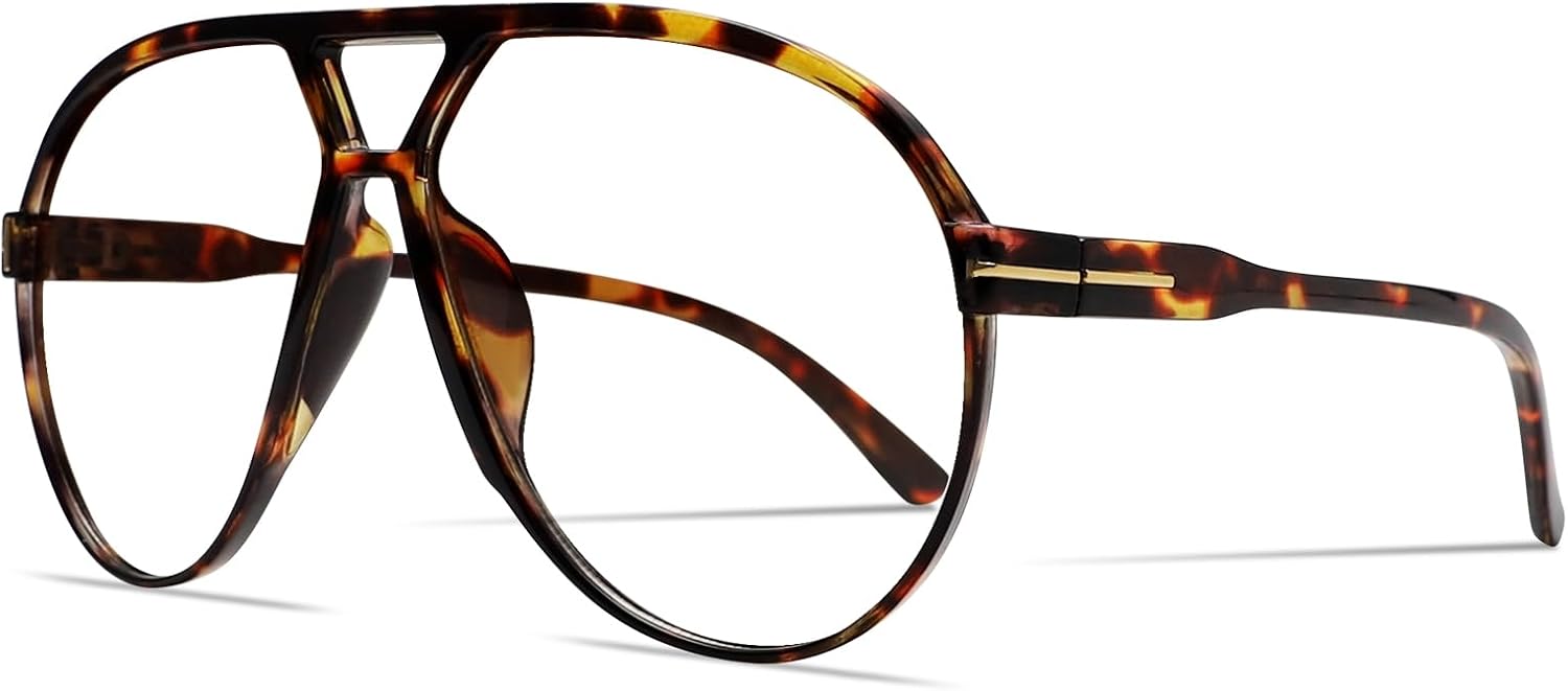 

Ретро-солнцезащитные очки-авиаторы для женщин и мужчин, большие, классические, винтажные, в стиле 70-х, модные, не спутываются, квадратные, солнцезащитные очки-авиаторы GUVIVI, Tortoise1 Frame - Clear Lens