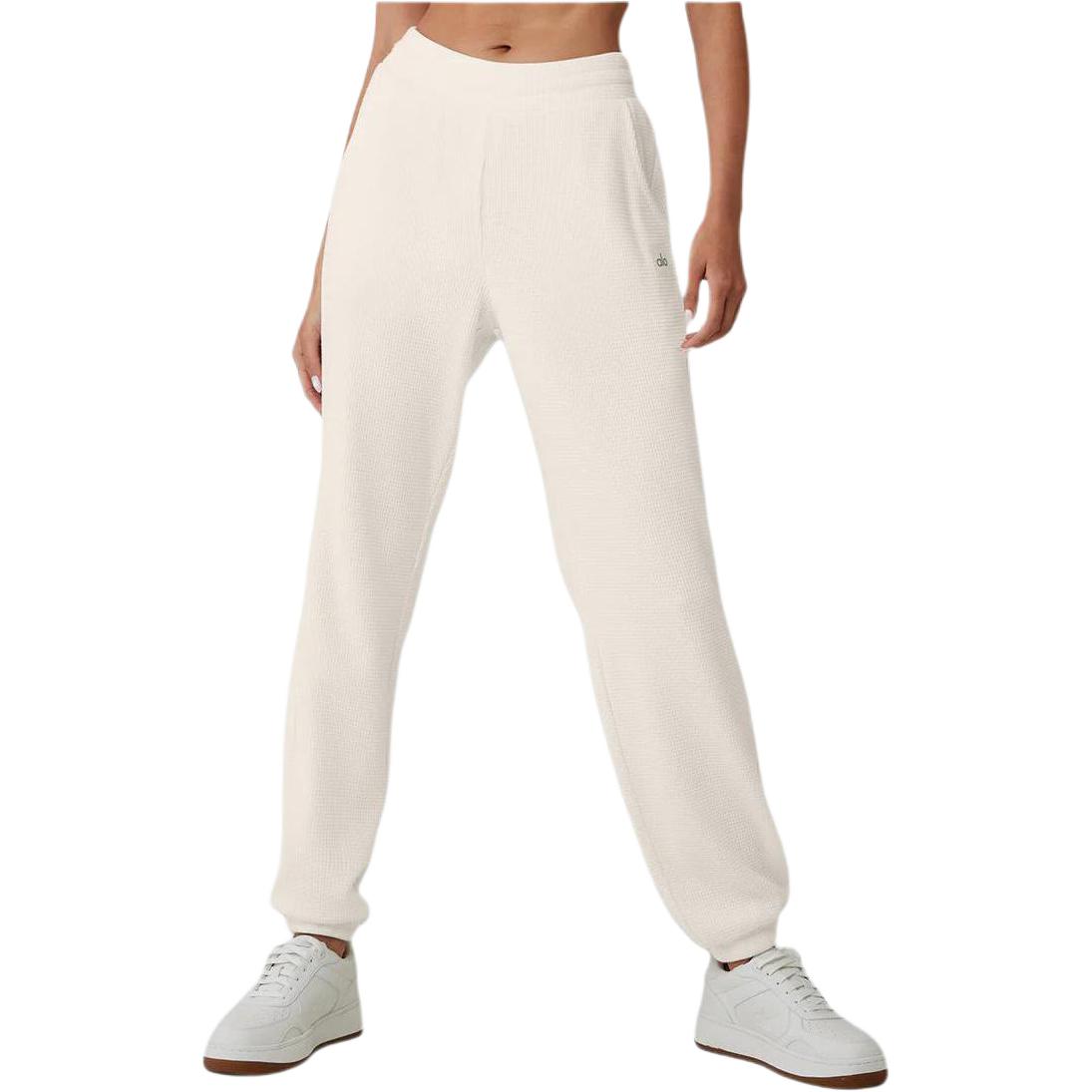 

Вязаные спортивные штаны Women's Alo Yoga, слоновая кость