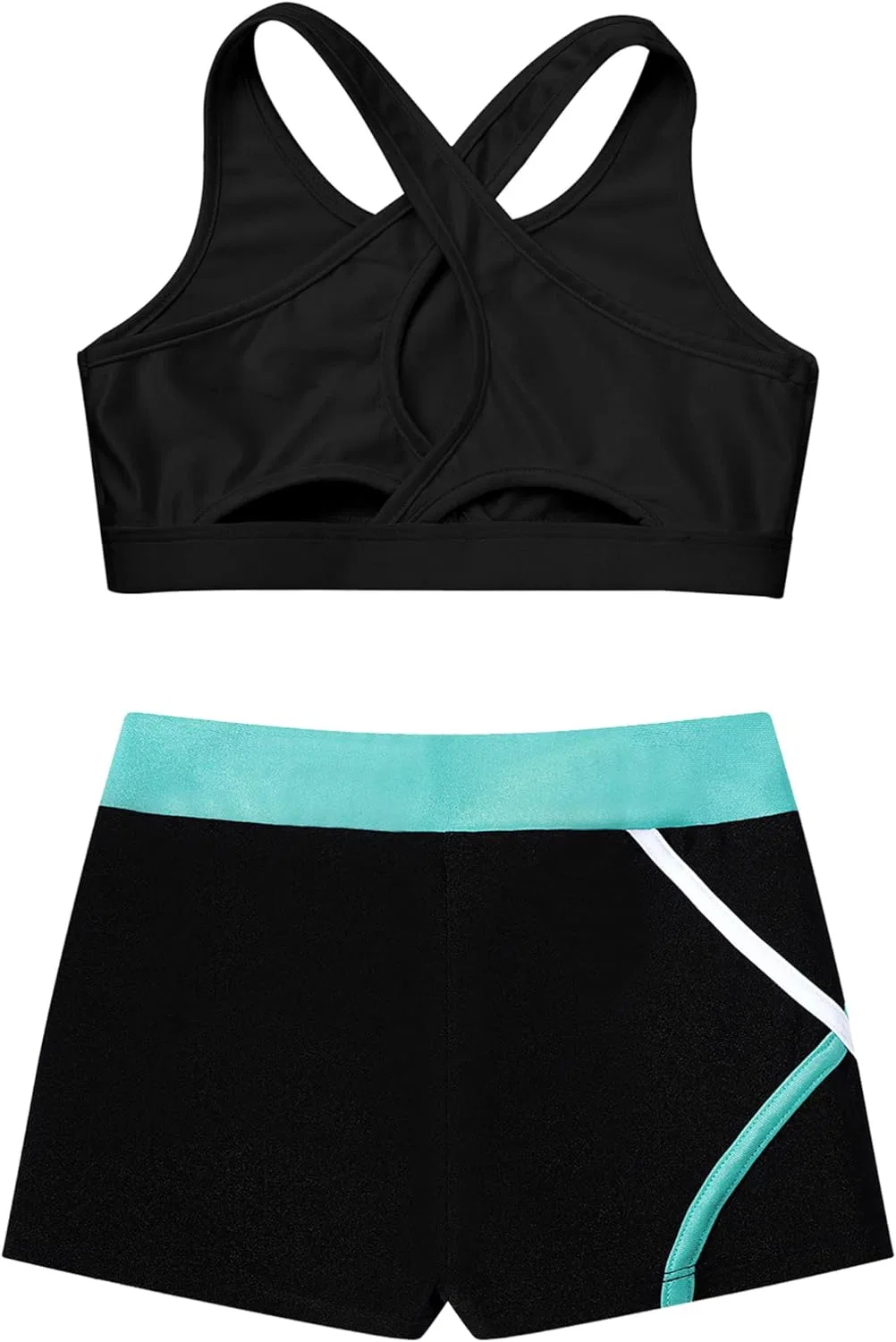 Детский спортивный комплект из топа и шорт TiaoBug, Black&blue Green — фото 4