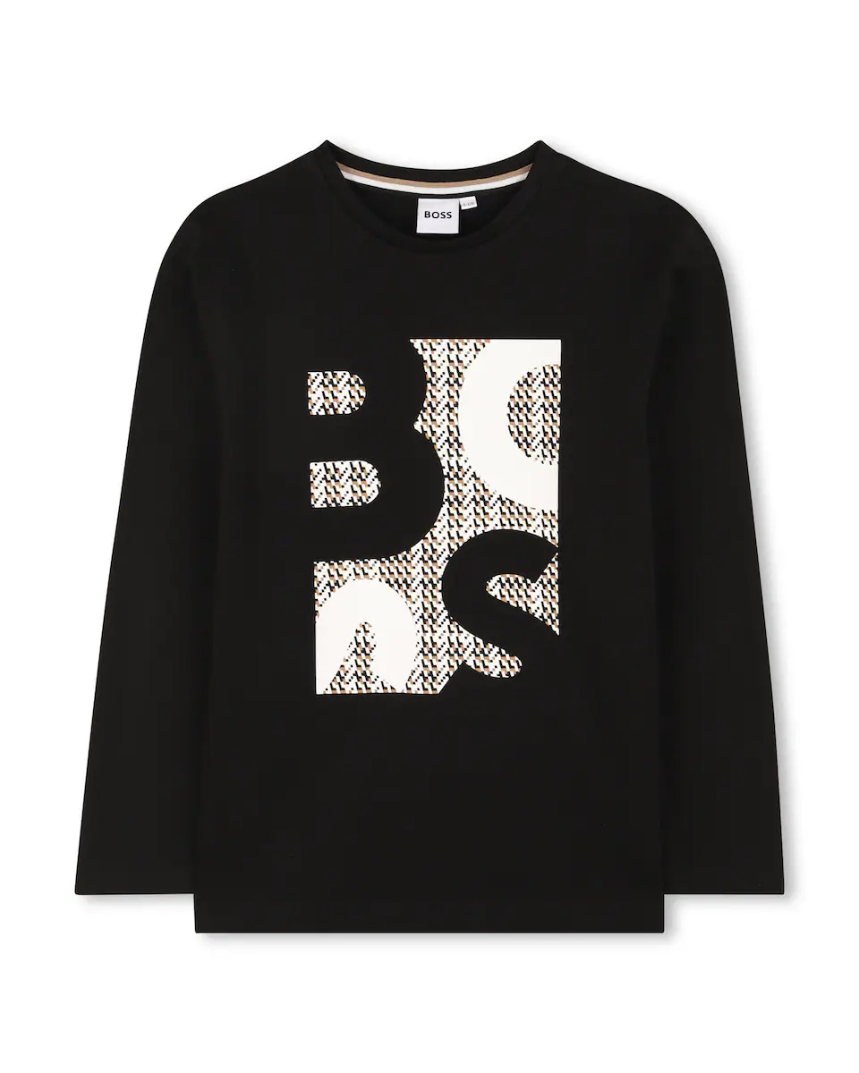 

Детская хлопковая футболка BOSS Kidswear, черный