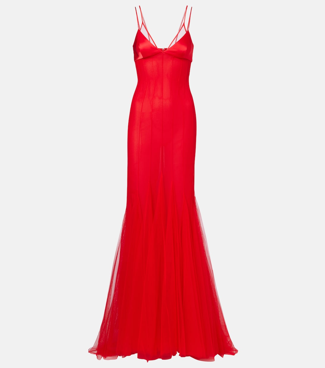 

Платье из атласа и тюля David Koma, красный
