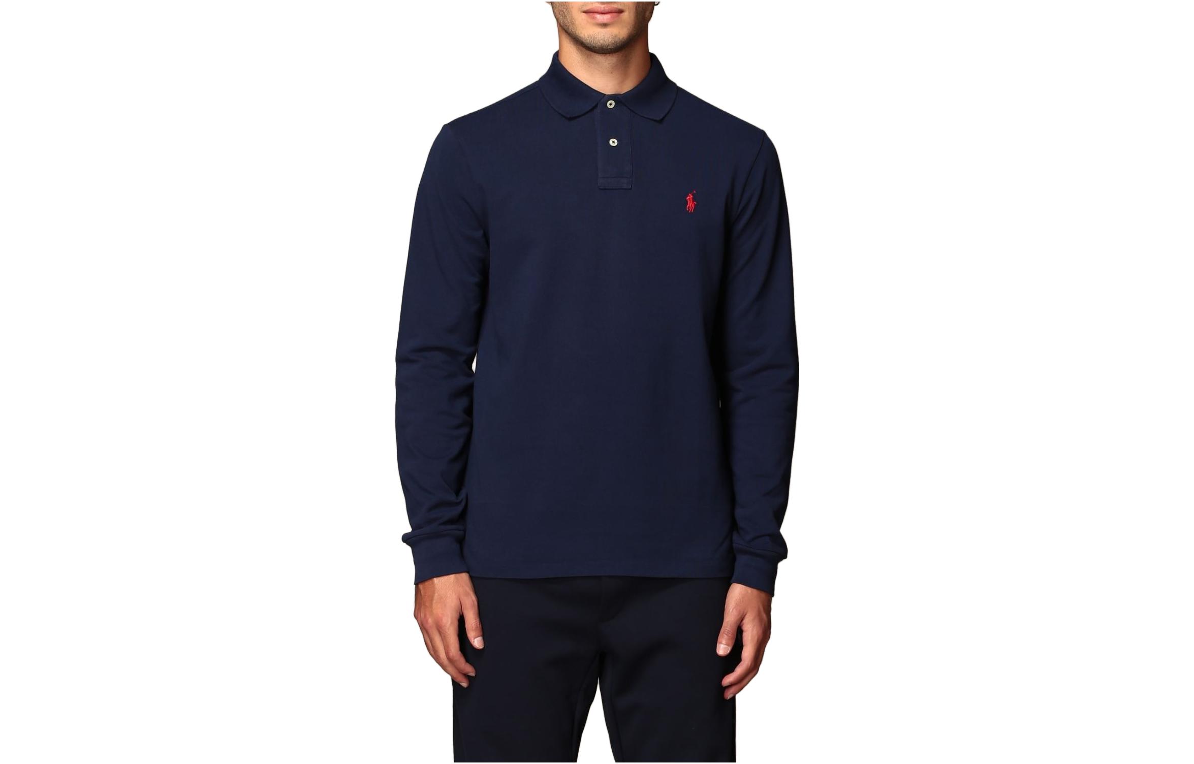 Поло с длинным рукавом All Fits Mesh Polo Ralph Lauren, темно-синий — фото 4