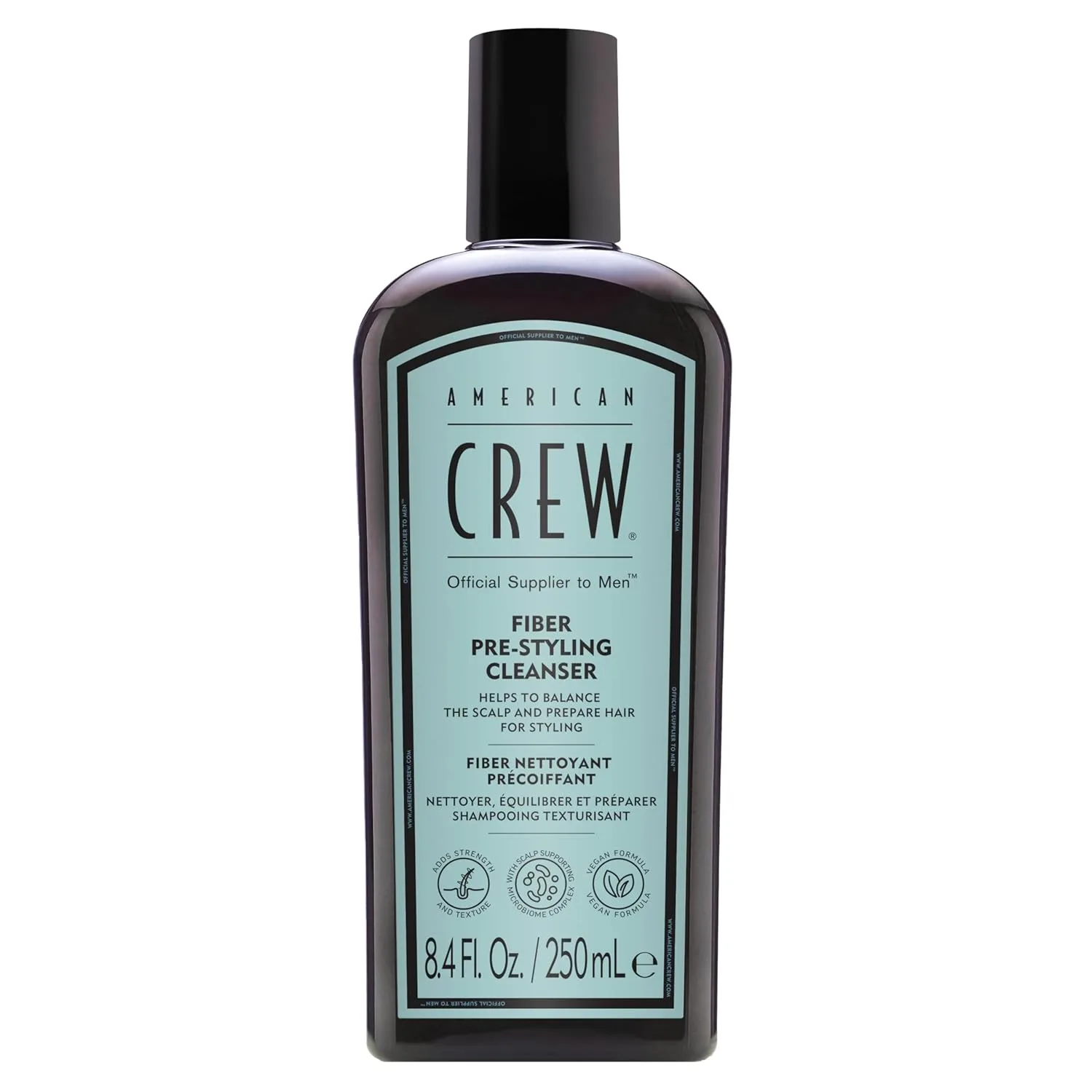 Шампунь-пре-стайлер AMERICAN CREW для мужчин, предназначенный для поврежденных и тонких волос, укрепляющий, придает густоту и блеск, веганский, 240 мл.