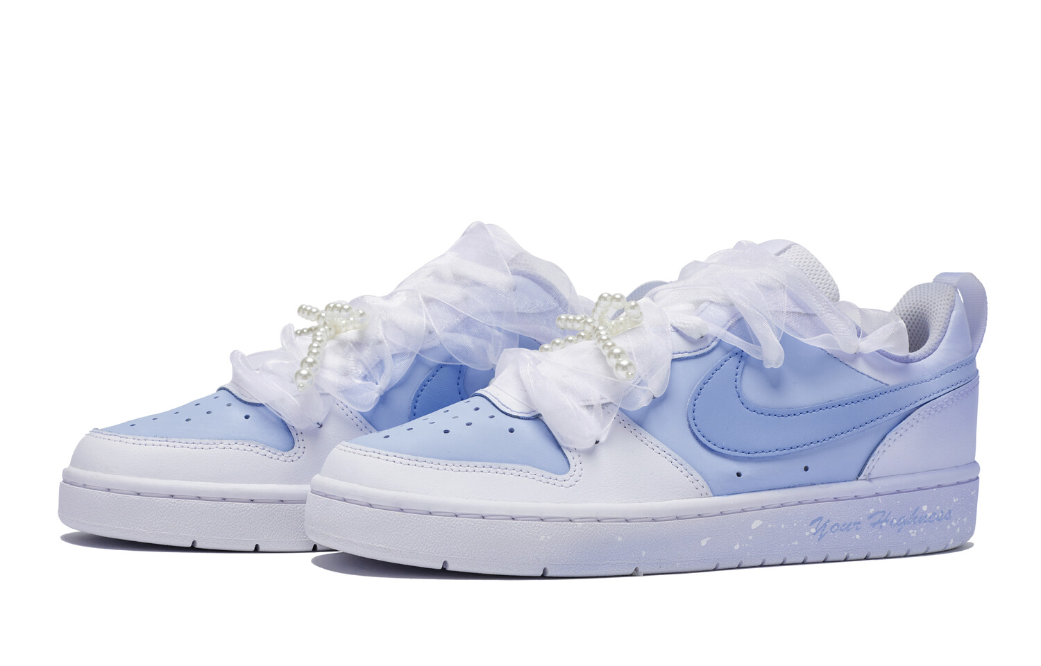 

Кроссовки Nike Court Borough Skateboard Shoes Women's Low-Top White Blue, синий/белый