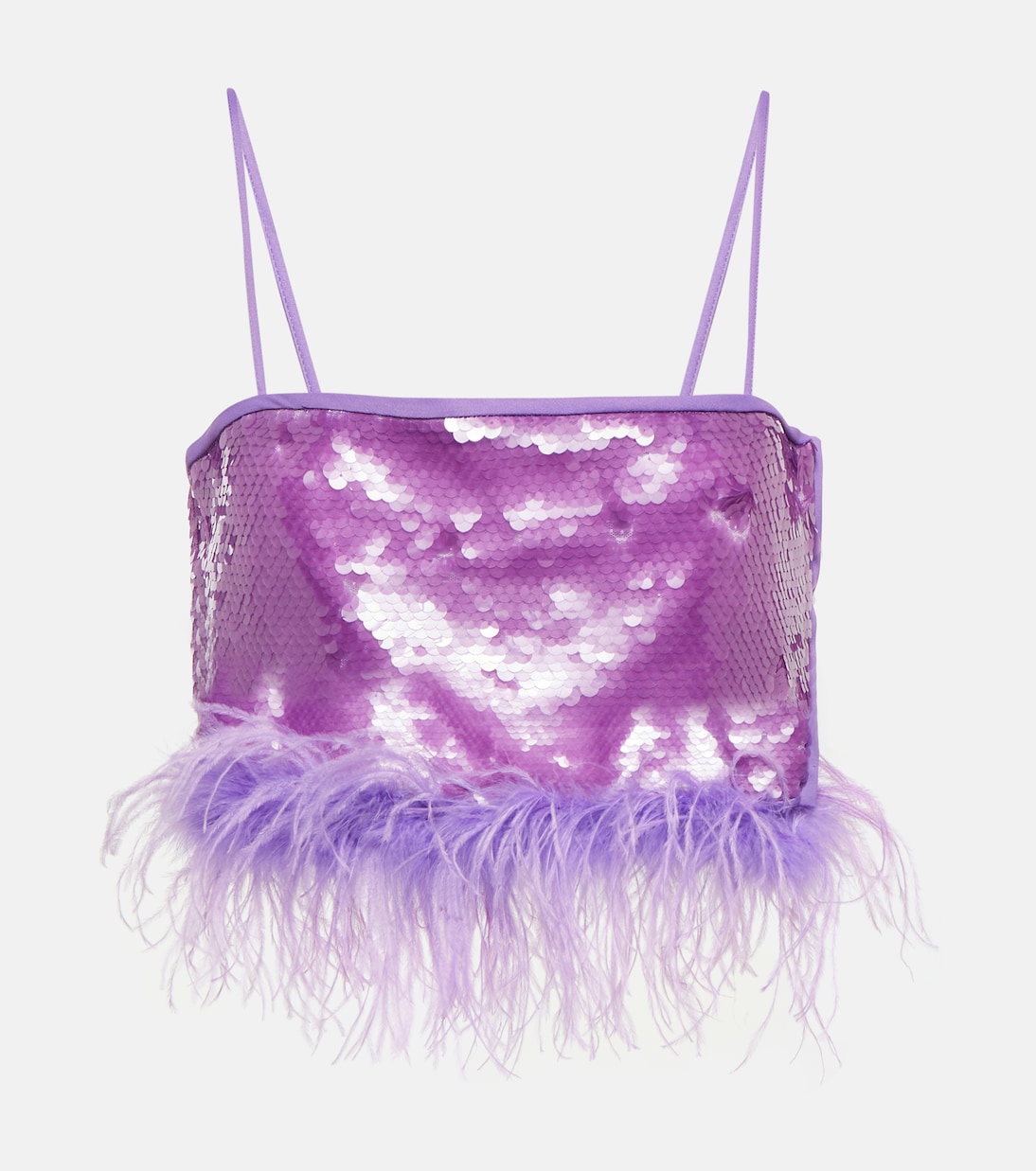 

Укороченный топ с пайетками и отделкой из перьев Giuseppe di Morabito, фиолетовый