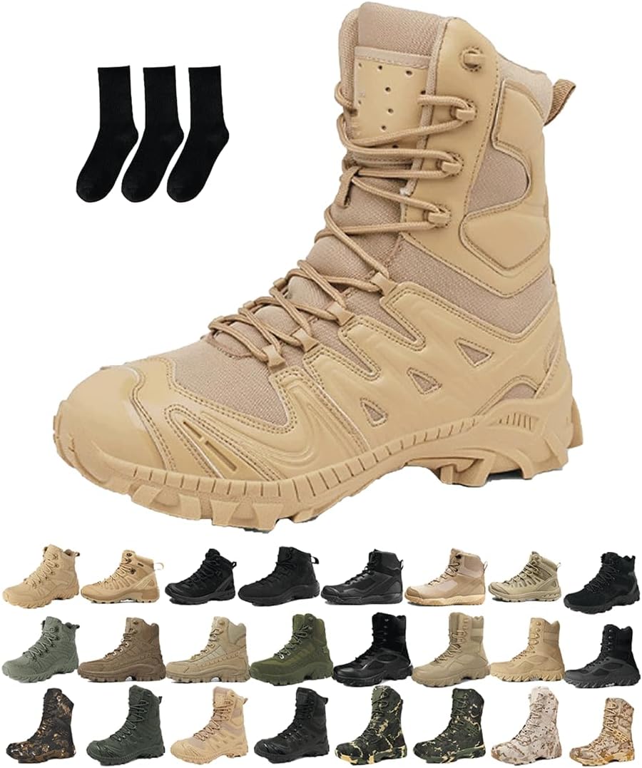 

Мужские водонепроницаемые ботинки для улицы с боковой молнией, легкие, с ортопедической поддержкой, антипрокольные, для работы на открытом воздухе, кемпинга и работы Generic, бежевый