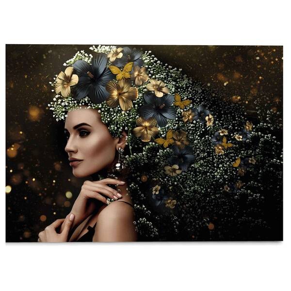 

Стеклянная картина Reinders Elegante Frau Blumen, золотой