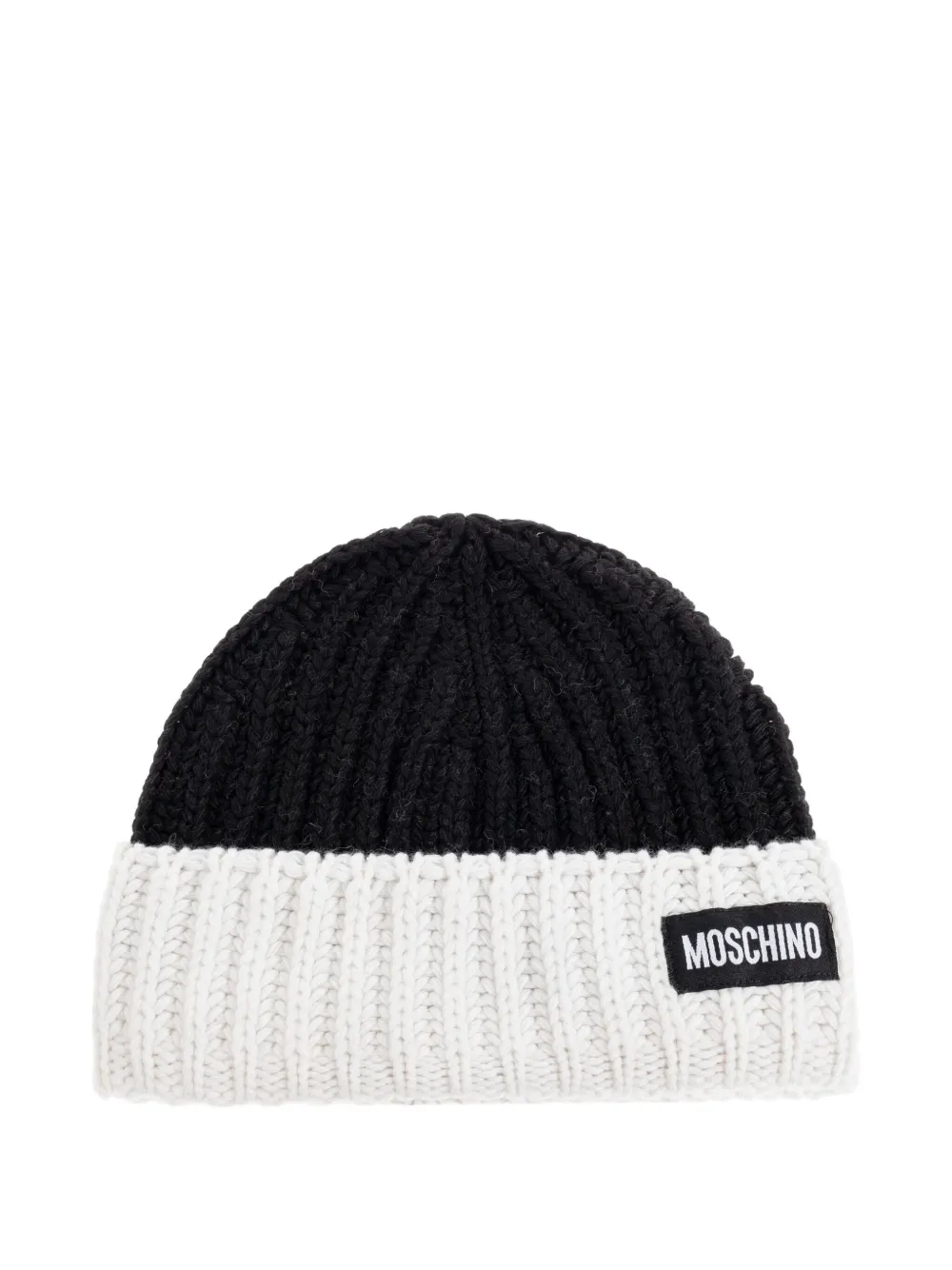 

Шапка бини с логотипом из ребристой ткани Moschino, черный