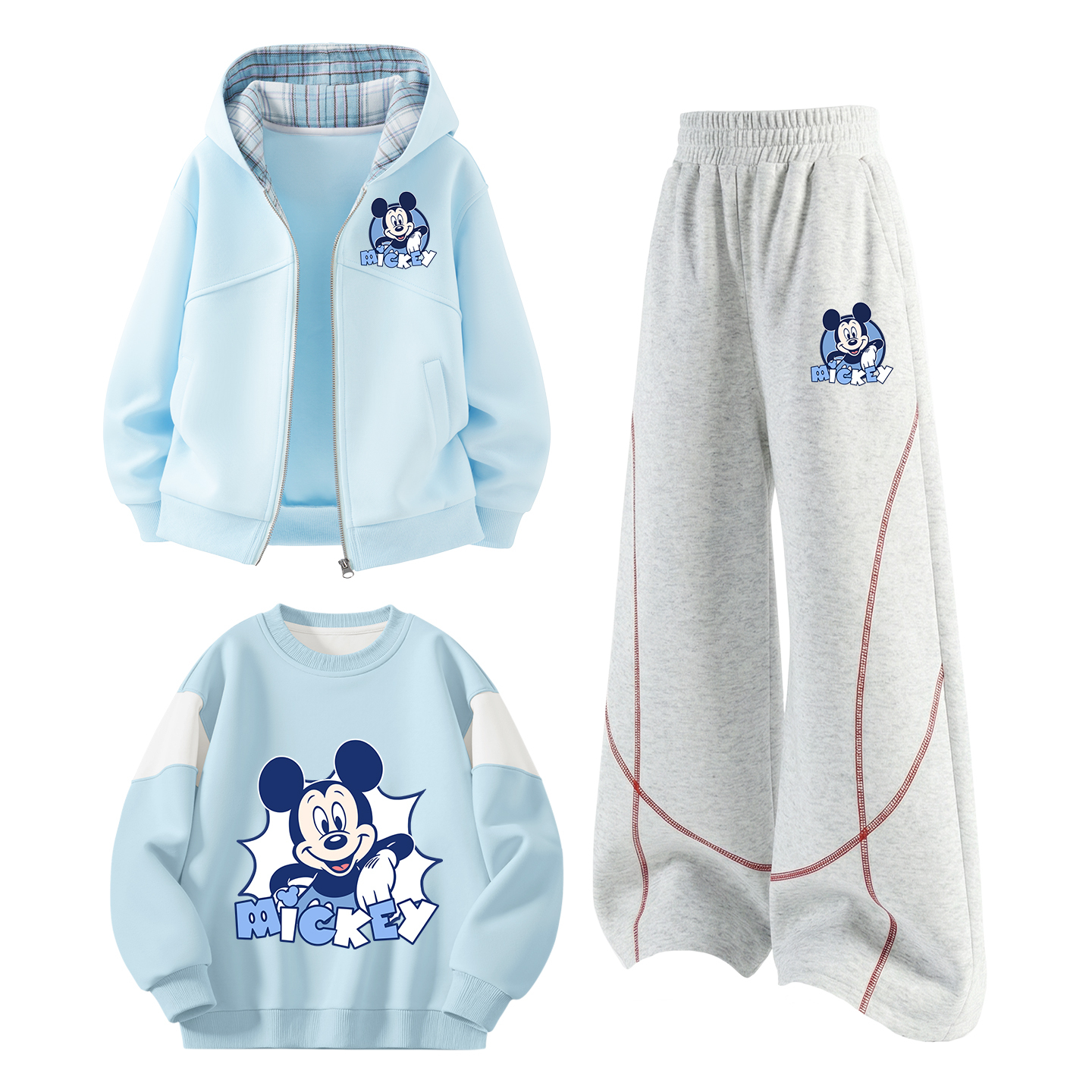 

Детский спортивный комплект Casual из 3 предметов Disney, di pu ding k синий+di pu ding k белый heather серый+di pu ding синий