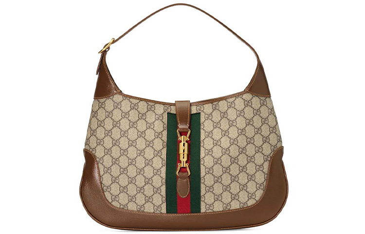 

GUCCI Jackie 1961 кожаная сумка-полумесяц на плечо женская Ebony Brown Multicolor