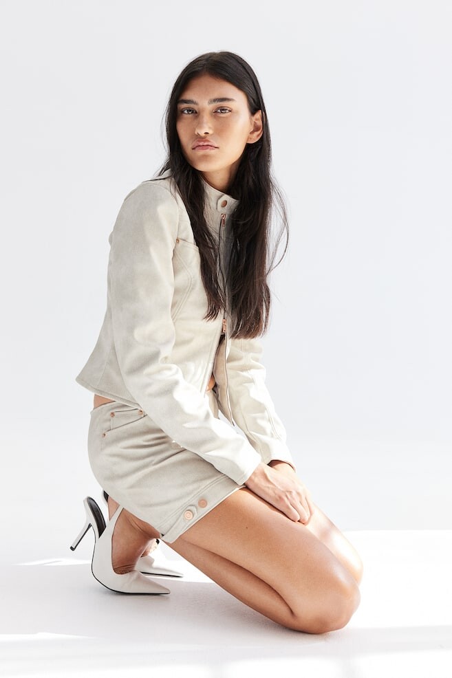 

Мини-Юбка с покрытием H&M, бежевый
