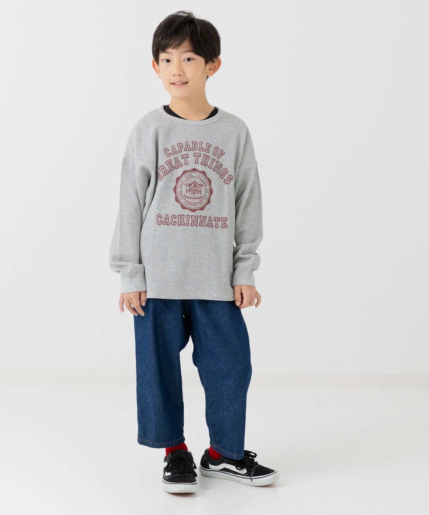 Футболка с длинными рукавами и вафельным принтом Chil2, J College Logo/Gray — фото 3