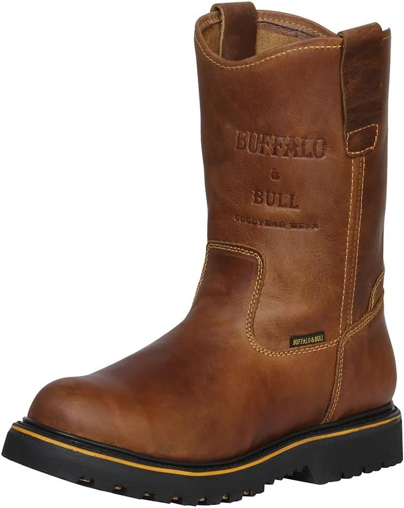 

Мужские ботинки Crazy Tang с кожаным верхом, без застежки, мягкий носок, резиновая подошва, средний голенище, прочные, легкие, стиль западного ранча, для фермы, склада и работы на улице, повседневный деревенский стиль, комфорт Generic, initial