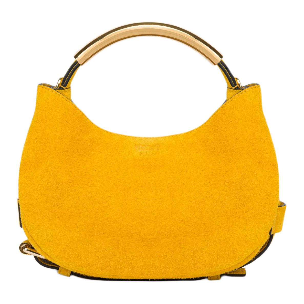 

MOSCHINO Жёлтая женская сумка-полумесяц из телячьей кожи
