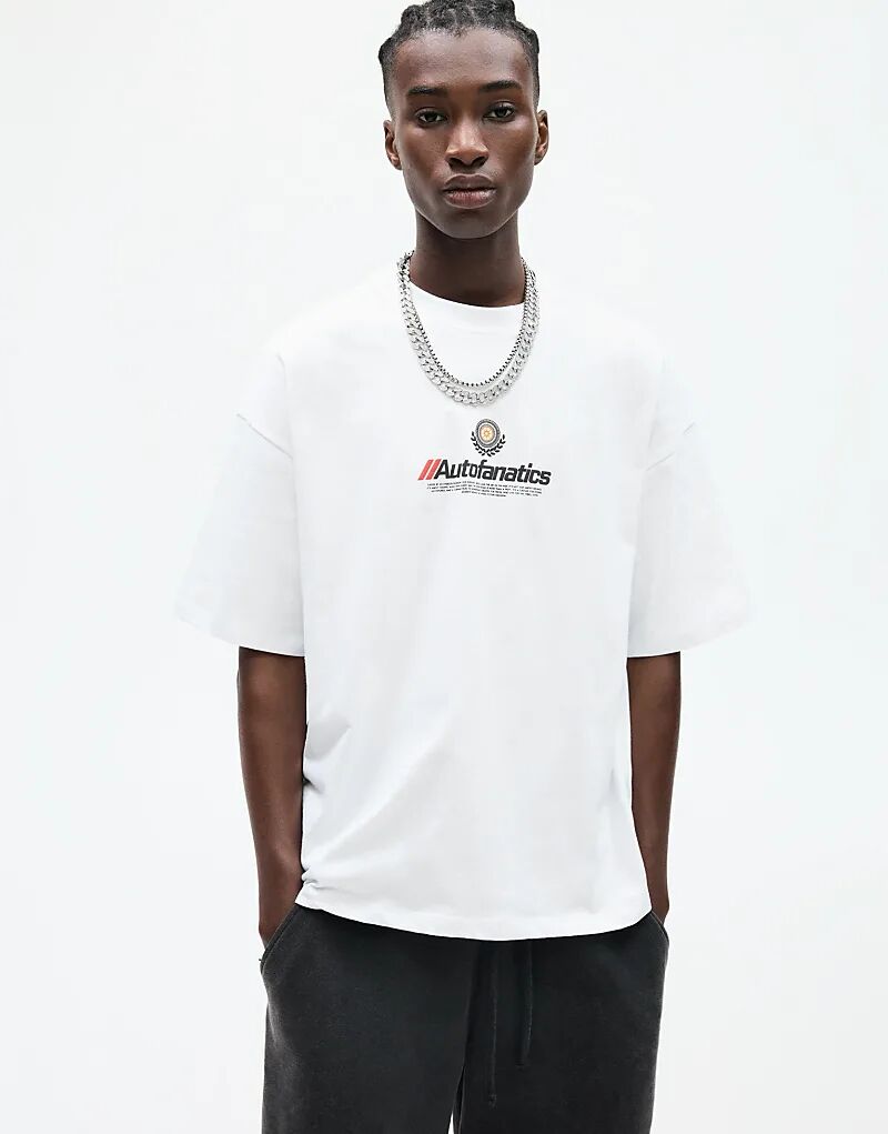 

Футболка Pull&Bear STWD с принтом на спине белого цвета