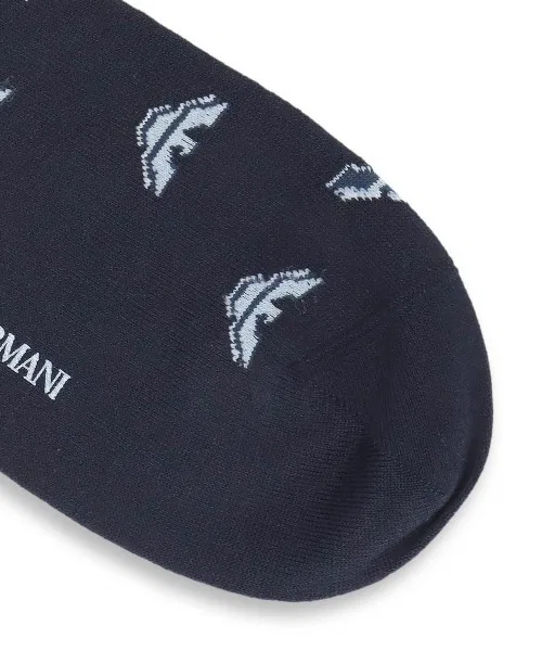 Носки Emporio Armani из пима-хлопка с градиентным орлом, темно-синие — фото 4
