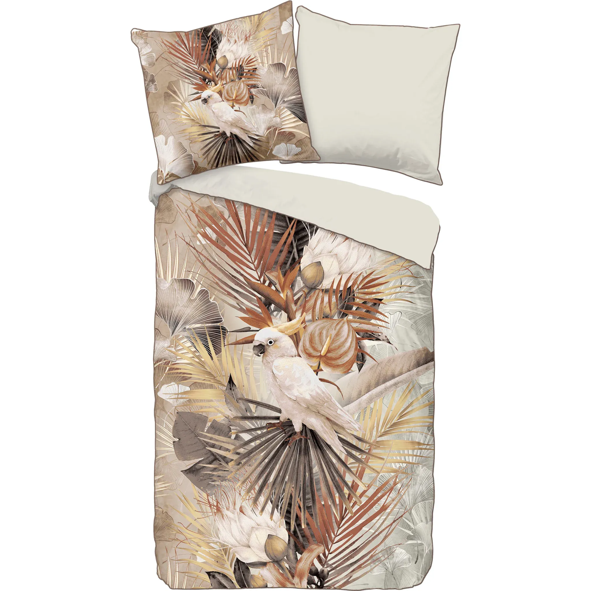 

Двустороннее постельное белье Descanso «Пиппа», хлопок, мако-сатин, 135х200, окантовка, молния, двусторонняя, песочный