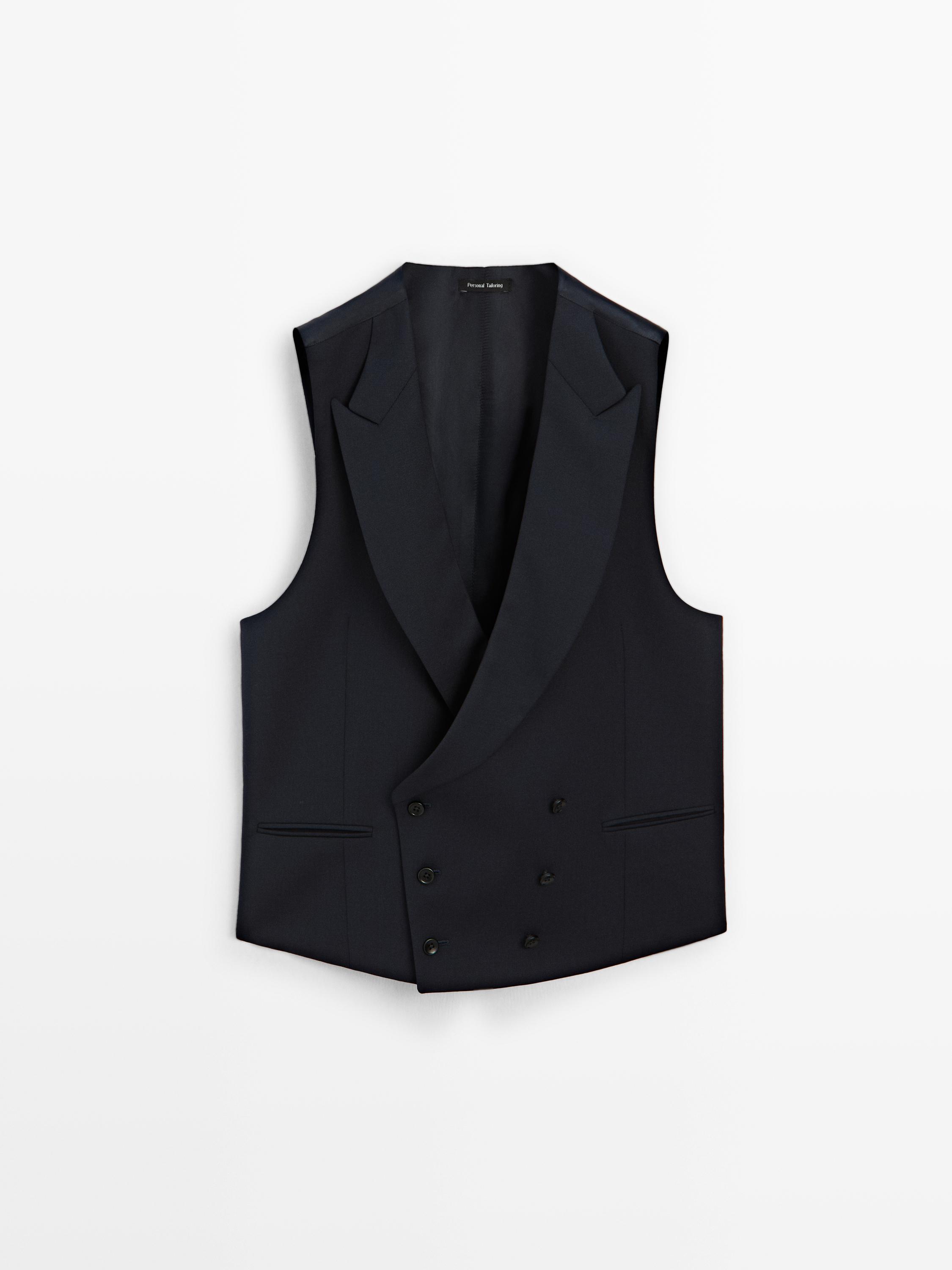 Костюмный жилет из смесовой шерсти Massimo Dutti, navy blue — фото 2