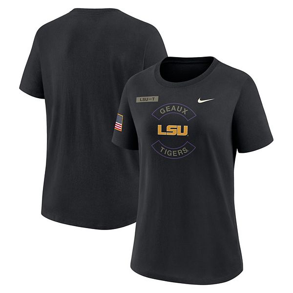 

Женская черная футболка LSU Tigers 2025 Military Appreciation Dri-FIT Nike, Черный, Женская черная футболка LSU Tigers 2025 Military Appreciation Dri-FIT Nike