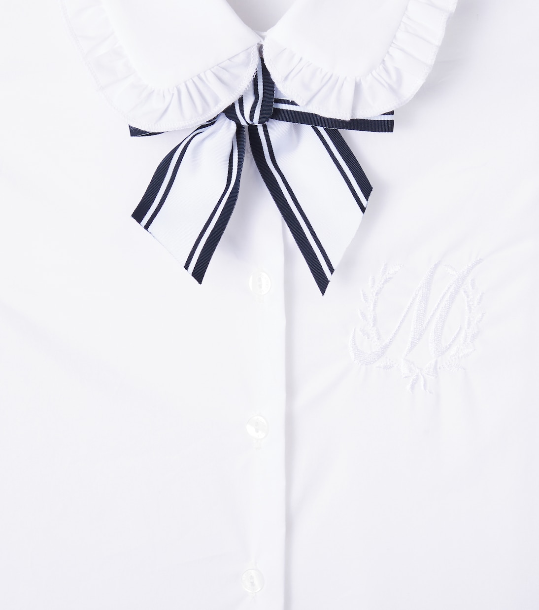 Топ из смесовой хлопковой ткани Monnalisa, Bianco+Blu — фото 2