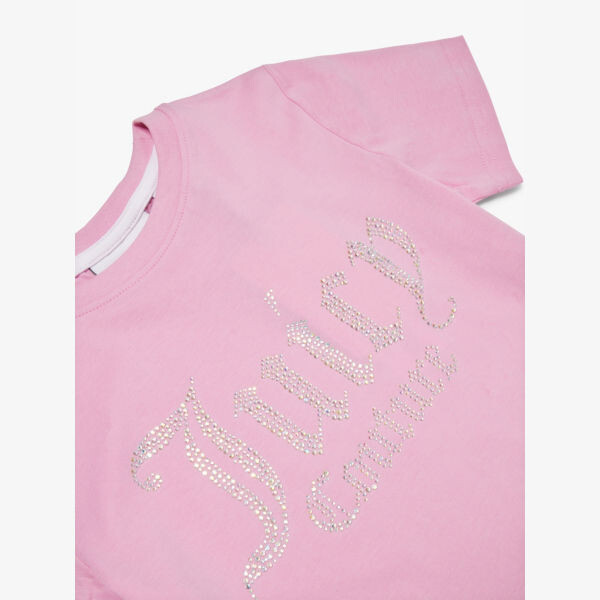 Футболка Diamante с короткими рукавами из хлопкового трикотажа 7-16 лет Juicy Couture, розовый — фото 2