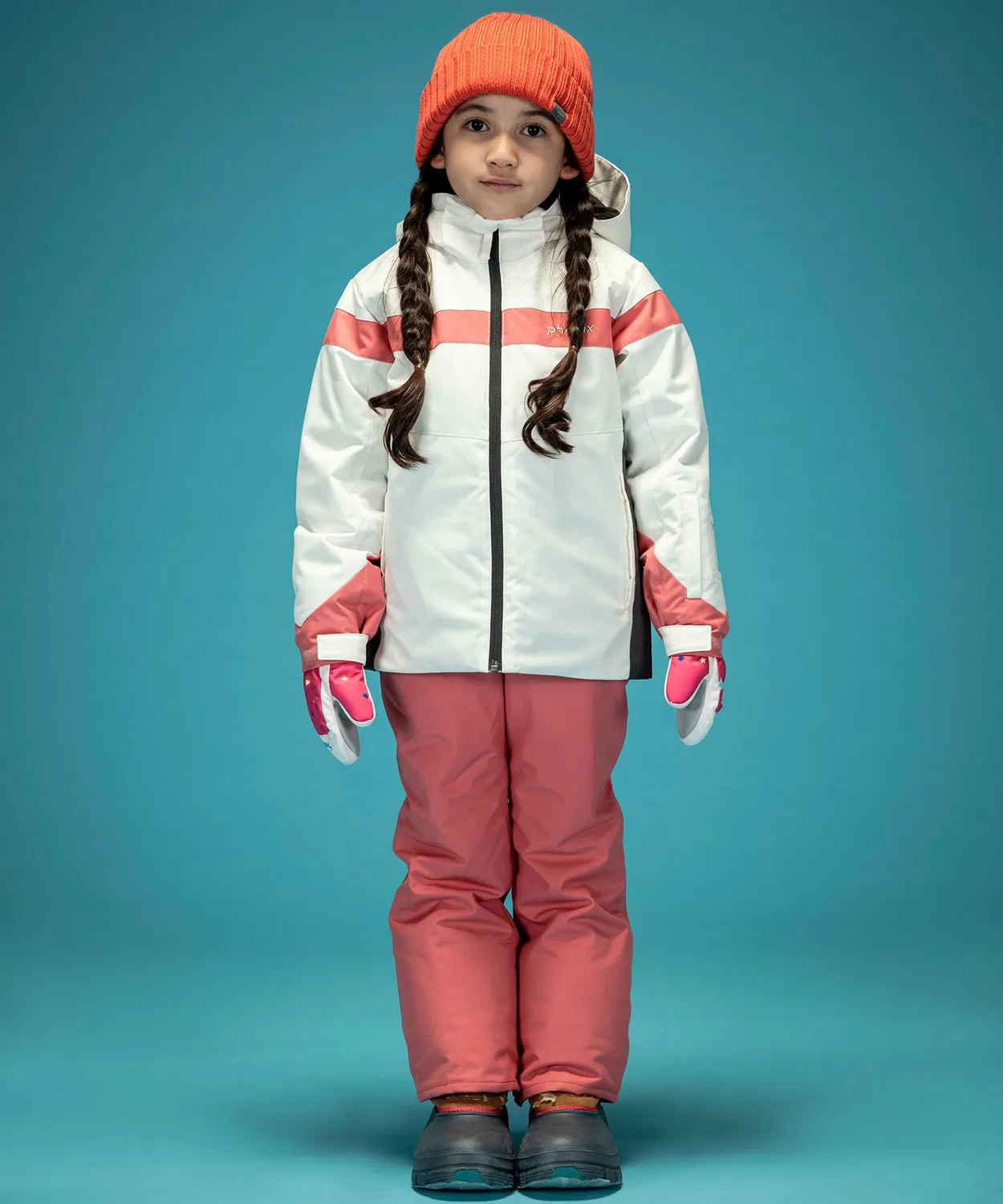 Детский костюм для ски-туалета phenix Curve Line Sleeves Junior Two-piece, розовый — фото 2