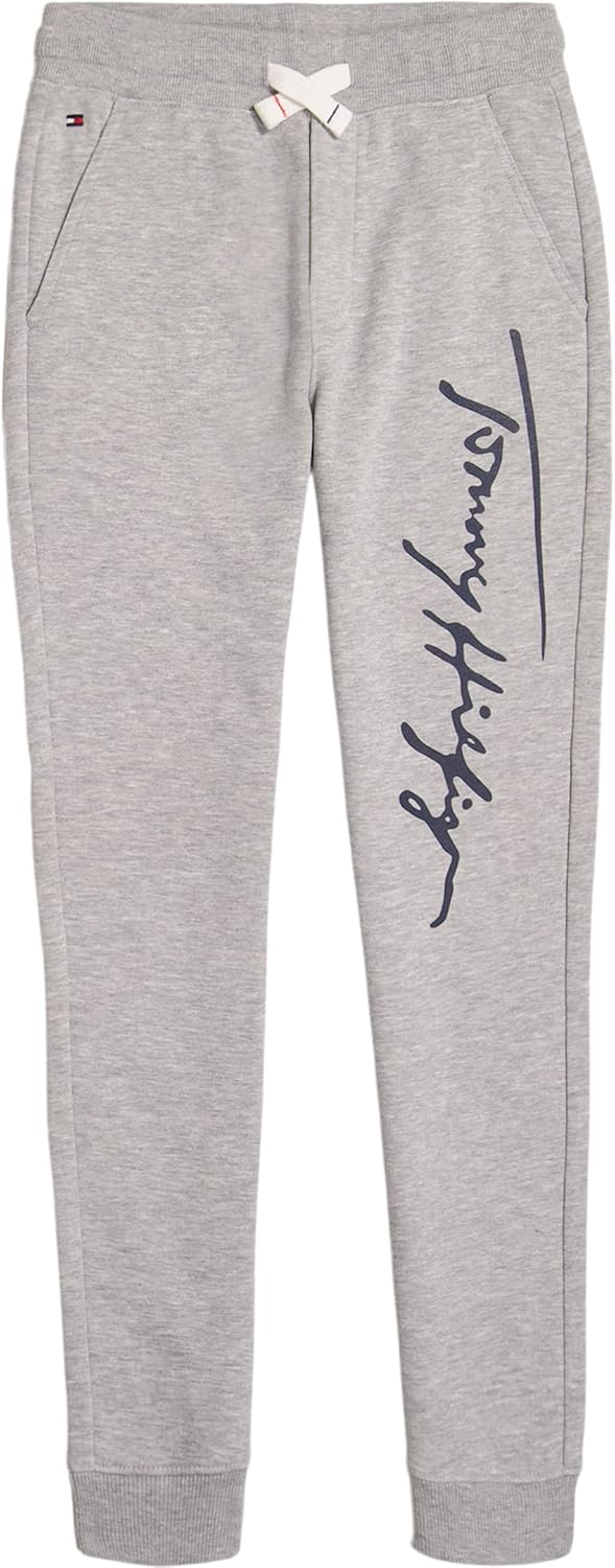 

Флисовые спортивные брюки-джоггеры Tommy Hilfiger для мальчиков, застежка на шнурок, Grey Heather Script