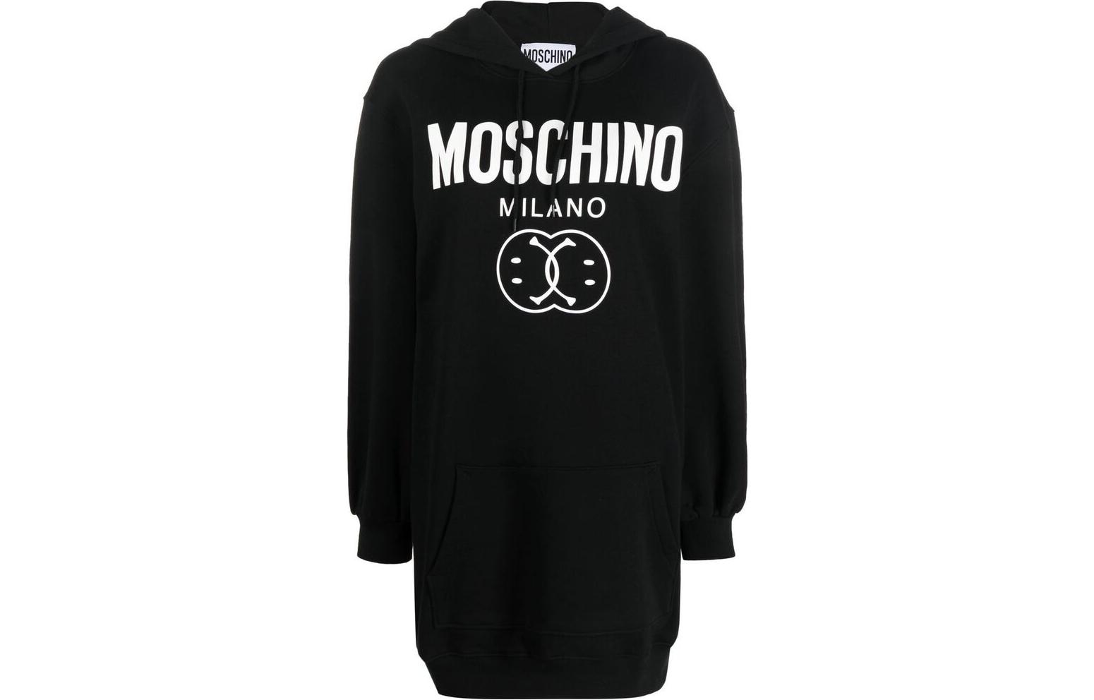 

Платье с капюшоном и принтом логотипа MOSCHINO, черный