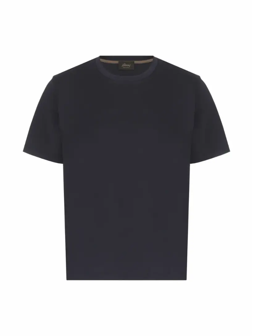 

Хлопковая футболка с логотипом Brioni, тёмно-синий
