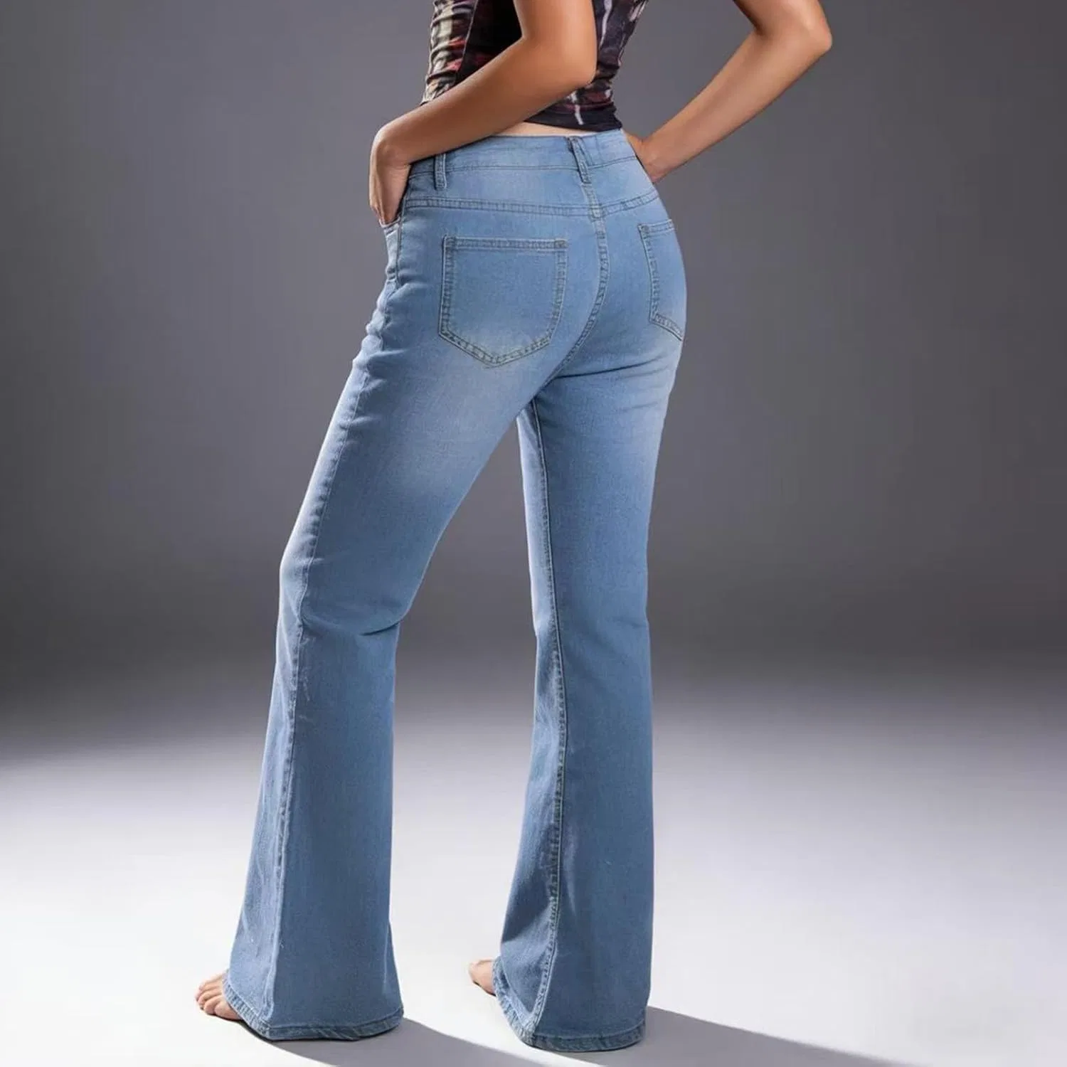 Джинсы леггинсы Flare Stretchy, Light Blue — фото 3