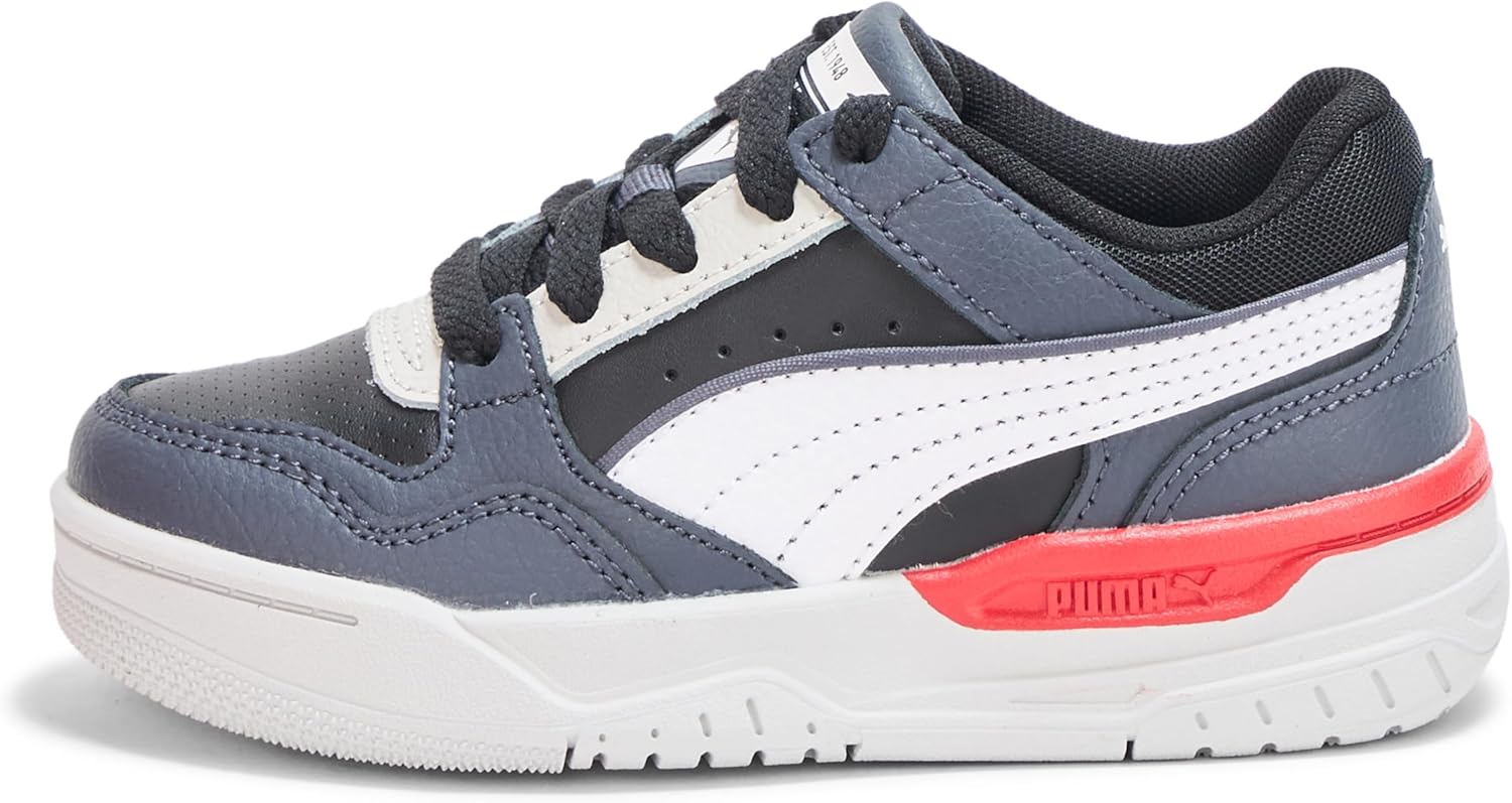 Кроссовки PUMA Rebound Layup Lo для детей (младший возраст), унисекс, белый/черный/серый — фото 2